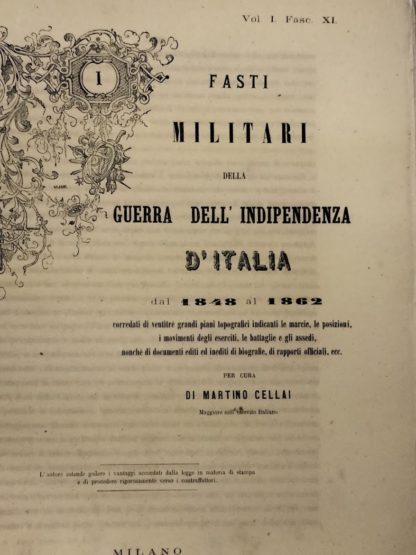 I Fasti Militari della Guerra dell'Indipendenza d'Italia dal 1848 al 1862.
