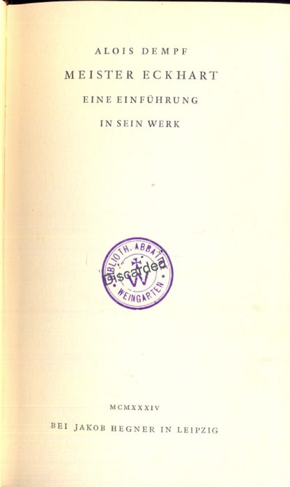 Meister Eckhart eine einfuhrung in sein werk.