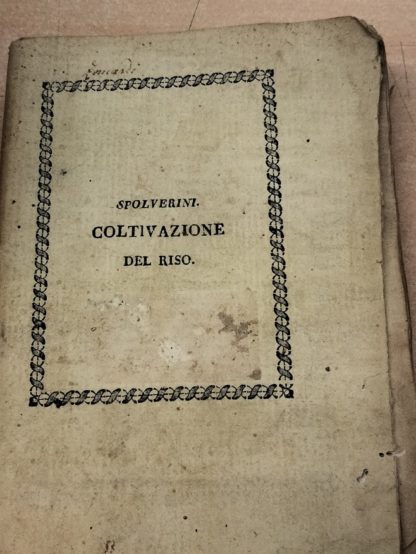 La coltivazione del riso. Del Marchese Gian Battista Spolverini veronese, al cattolico Re Filippo Quinto.