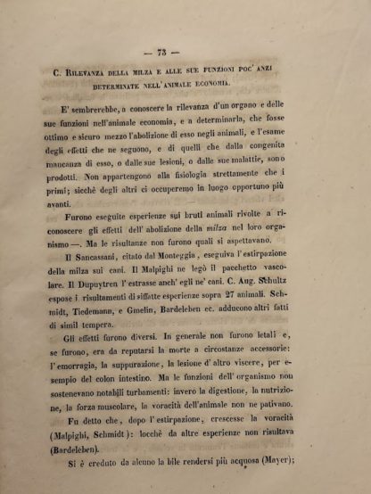 Considerazioni anatomiche, fisiologiche, patologiche e chirurgiche intorno alla milza.