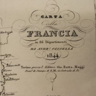 Carta della Francia in 86 Dipartimenti ( Atlante Universale di Geografia antica e moderna. Redatto sui migliori Documenti Astronomici dietro le scoperte dei più recenti viaggiatori, sotto la direzione di Sciaparelli e Covino.)