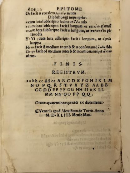 Grammatice de epistolis componendis, ornandis, calendis bisexto intercalaribus, inditione, diebus felicibus & infelicibus cum metrorum arte.