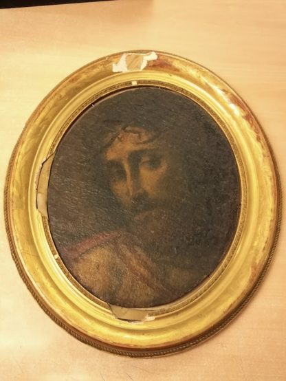 Dipinto antico Gesù con la corona di spine sec XVII