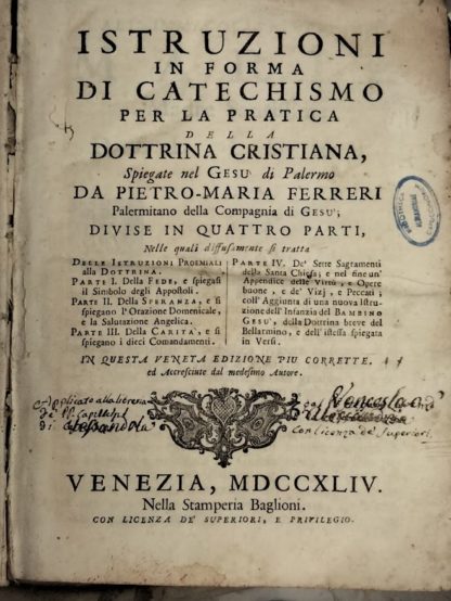 Istruzioni in forma di Catechismo per la pratica della Dottrina Cristiana.