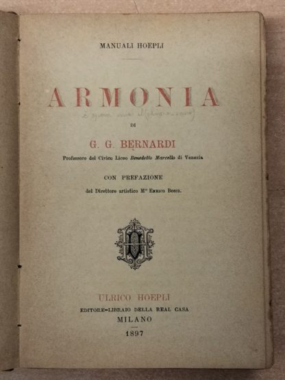 Armonia. con prefazione di M. E. Bossi.