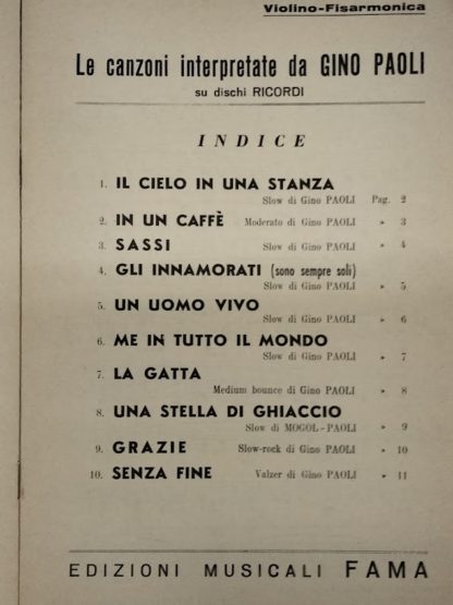 Le Canzoni interpretate da Gino Paoli su dischi Ricordi.