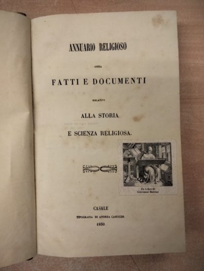 Annuario Religioso ossia fatti e documenti relativi alla storia e scienza Religiosa.